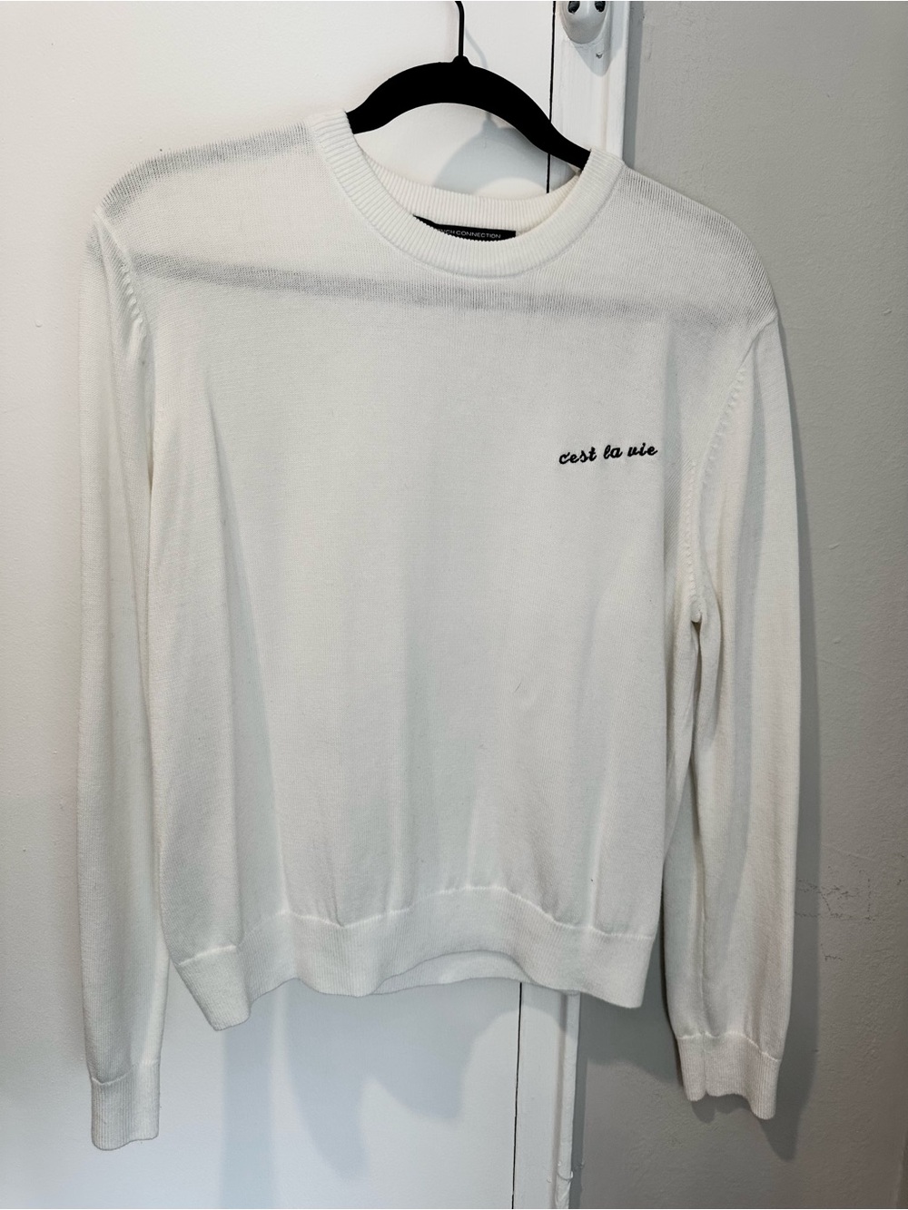 French Connection C’est La Vie White Sweater, Size  L